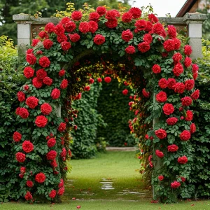 Роза плетистая Алый Триумф купить по цене от 319р. в интернет-магазине «Посадика» с доставкой почтой в в Звенигороде и по всей России – [изображение №1].