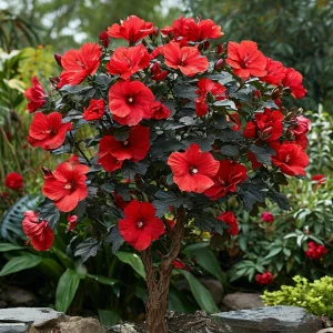 Гибискус Миднайт Роуз купить по цене от 269р. в интернет-магазине «Посадика» с доставкой почтой в в Звенигороде и по всей России – [изображение №1].